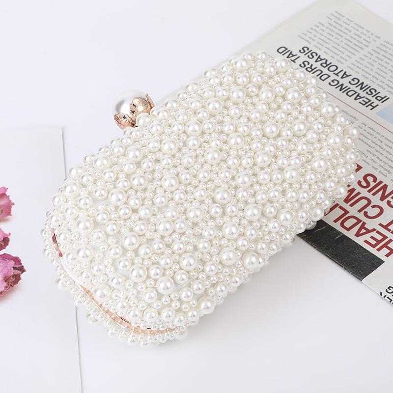 Soft Lock Pearl Evening Bag Chic Crossbody - White