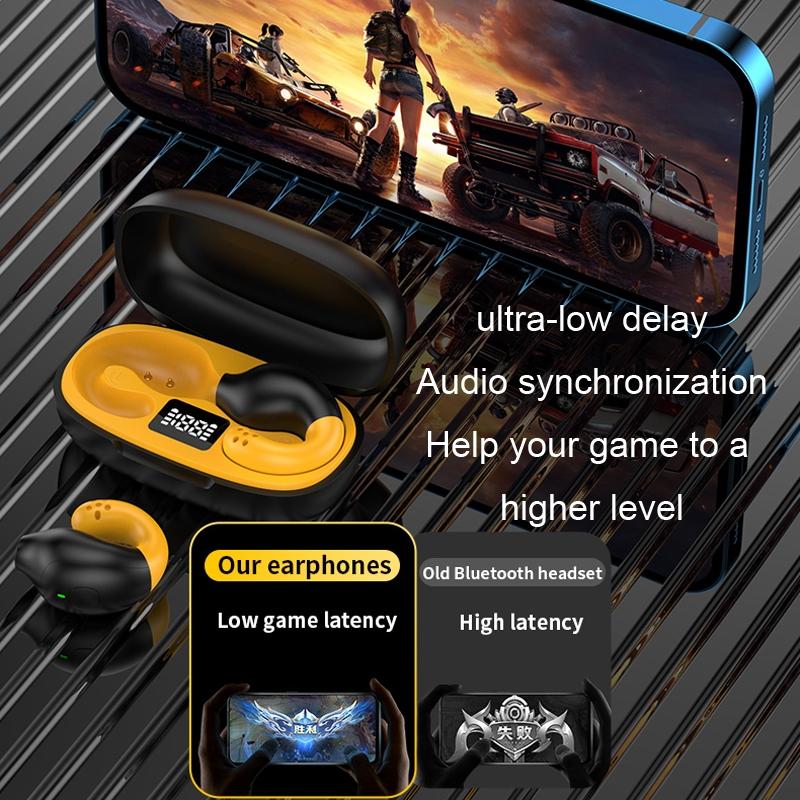 Wireless Ear Clip Bluetooth Headset with Led Display - Noise Reduction