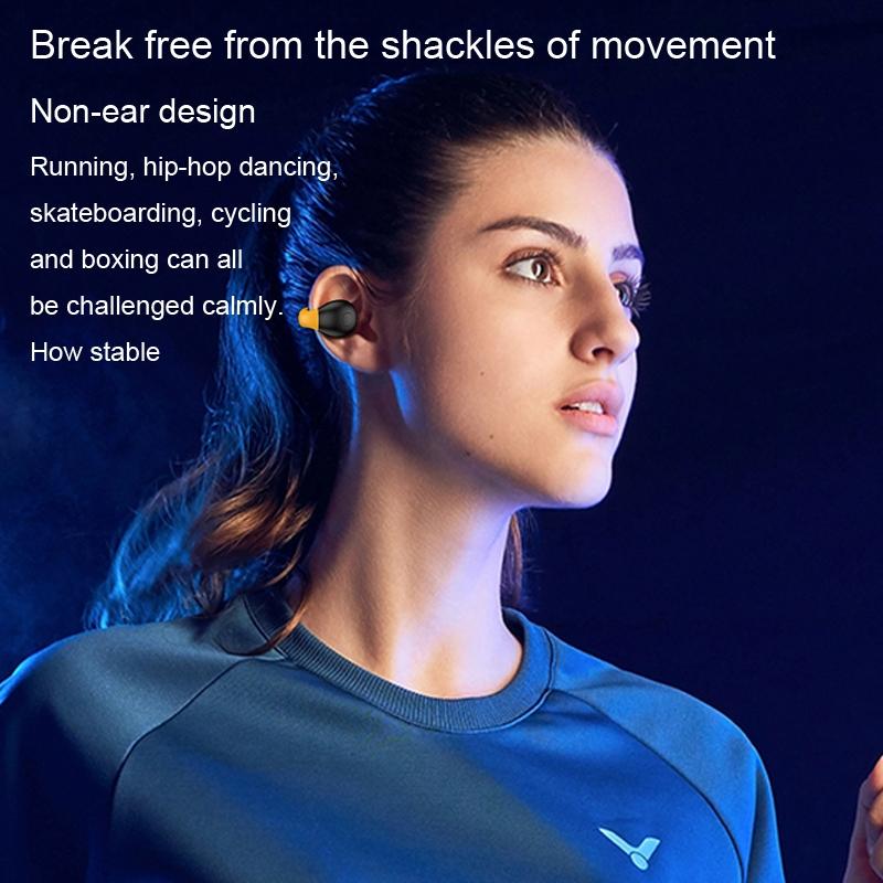 Wireless Ear Clip Bluetooth Headset with Led Display - Noise Reduction