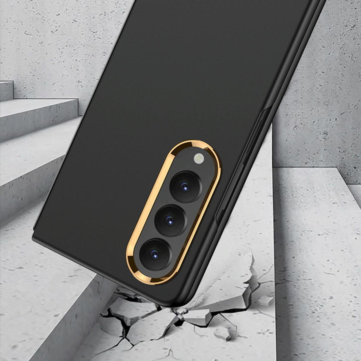 For Samsung Galaxy Z Fold4 5G Electroplating Lens Frame Case - Ultra Thin - Grey