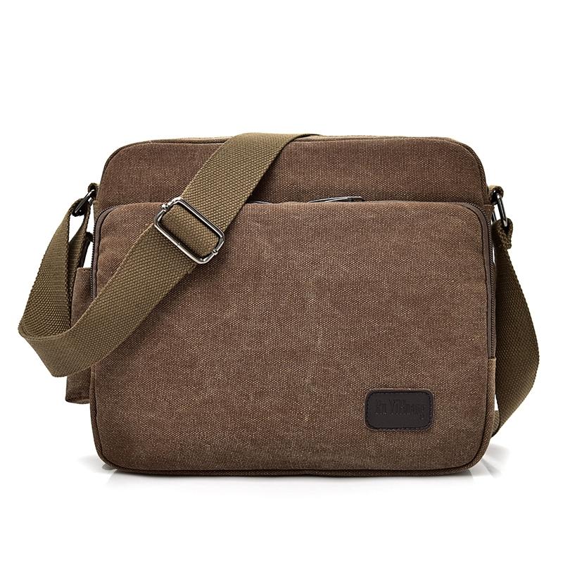 Men Vintage Canvas Single Shoulder Bag - Khaki