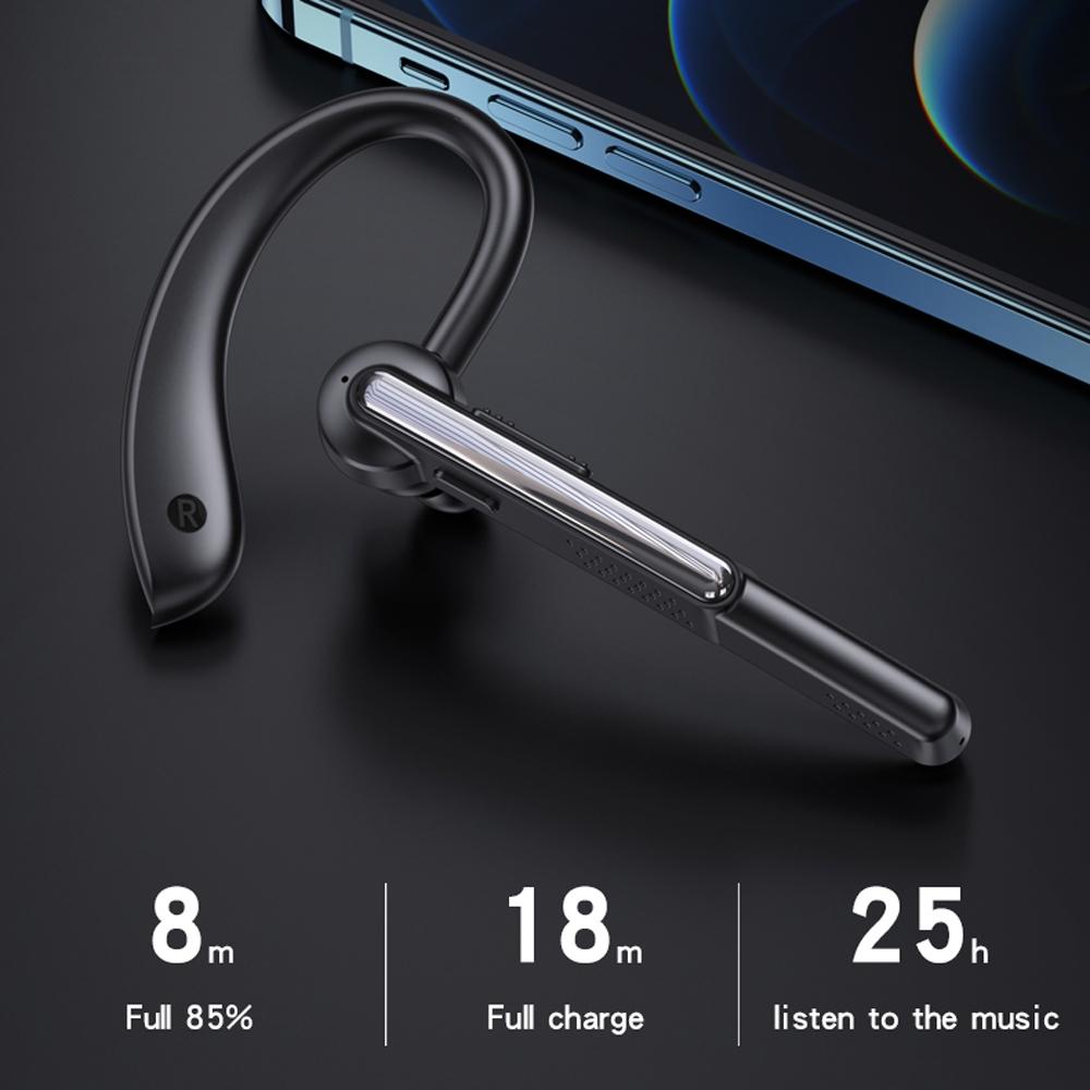 Wireless Bluetooth Earphone with Noise Cancelling and Mic - Black