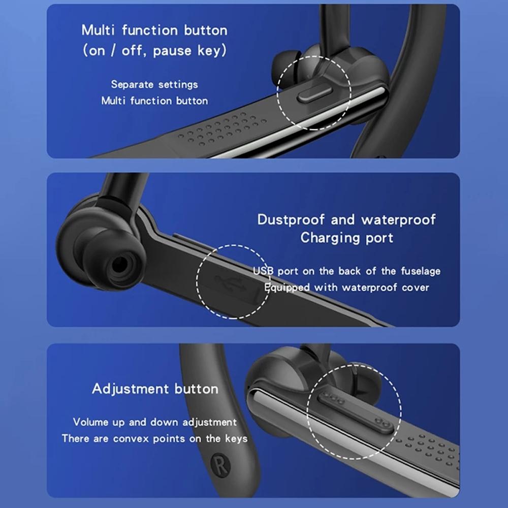 Wireless Bluetooth Earphone with Noise Cancelling and Mic - Black