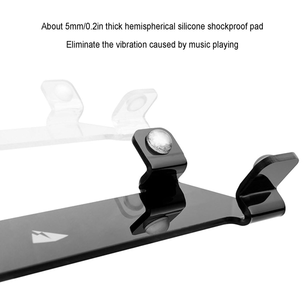 Anti-vibration Desktop Bracket for Bluetooth Speaker - Universal Acrylic Design - Black