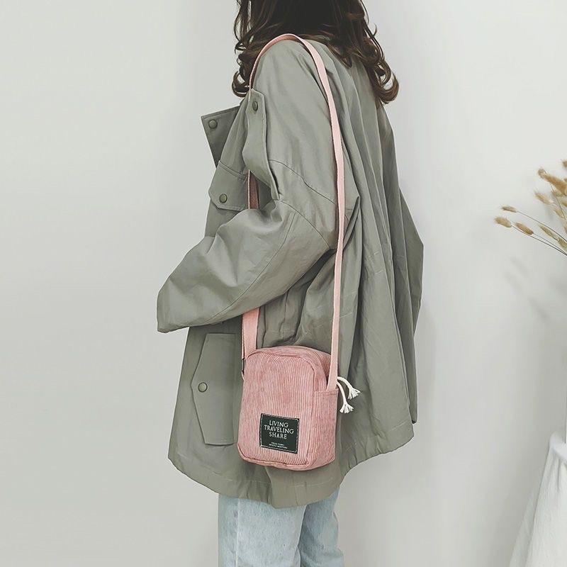 Striped Velvet Crossbody Bag Versatile & Simple - Black