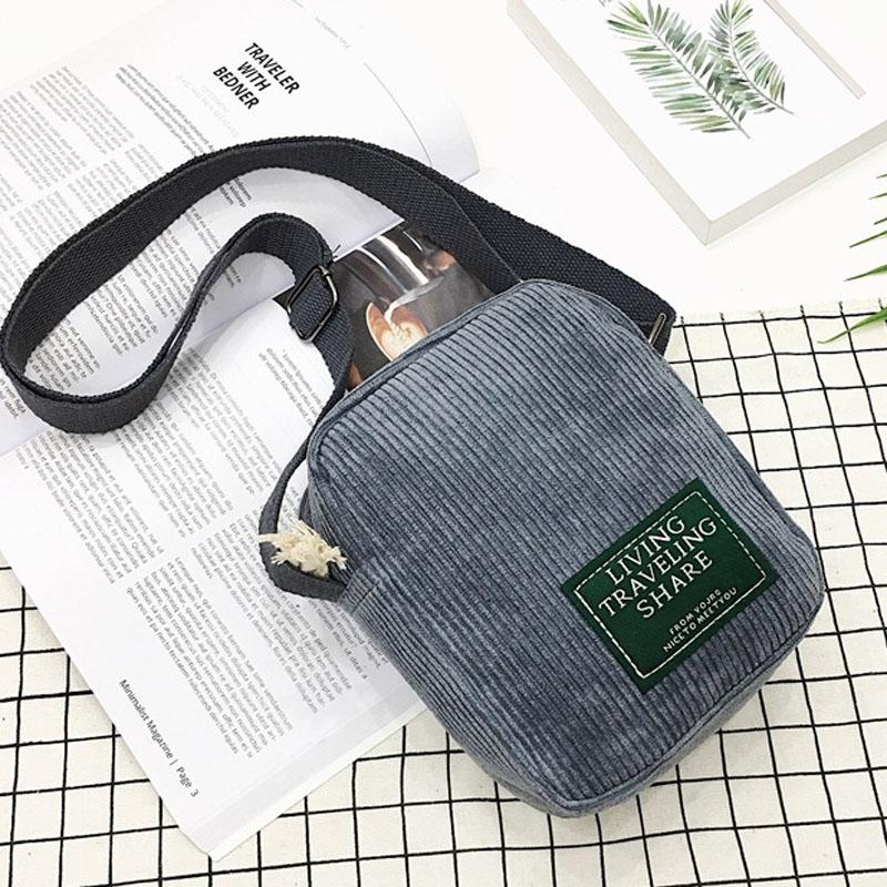 Striped Velvet Crossbody Bag Versatile & Simple - Black