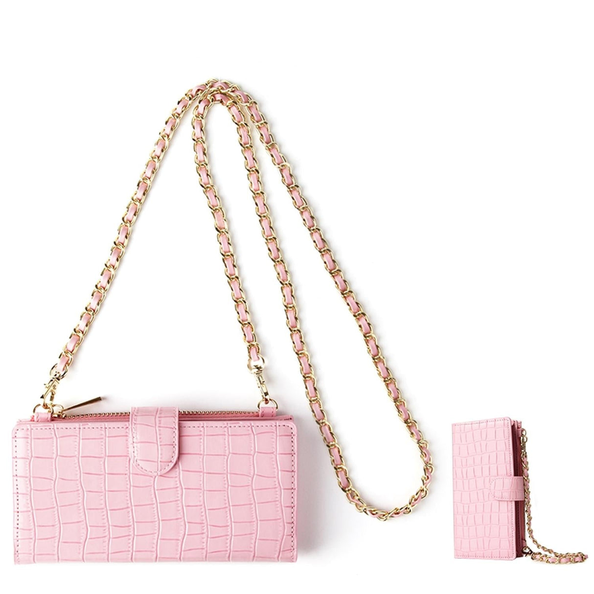 Convertible Crossbody Phone Purse With Chain - Wine Red