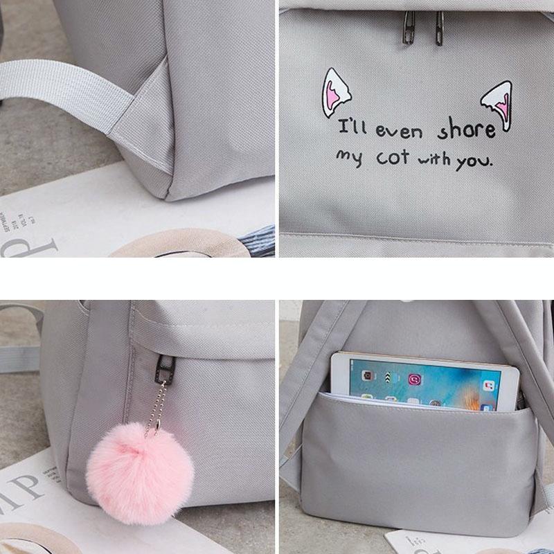 Versatile 4-piece Travel Backpack Set - Light Grey