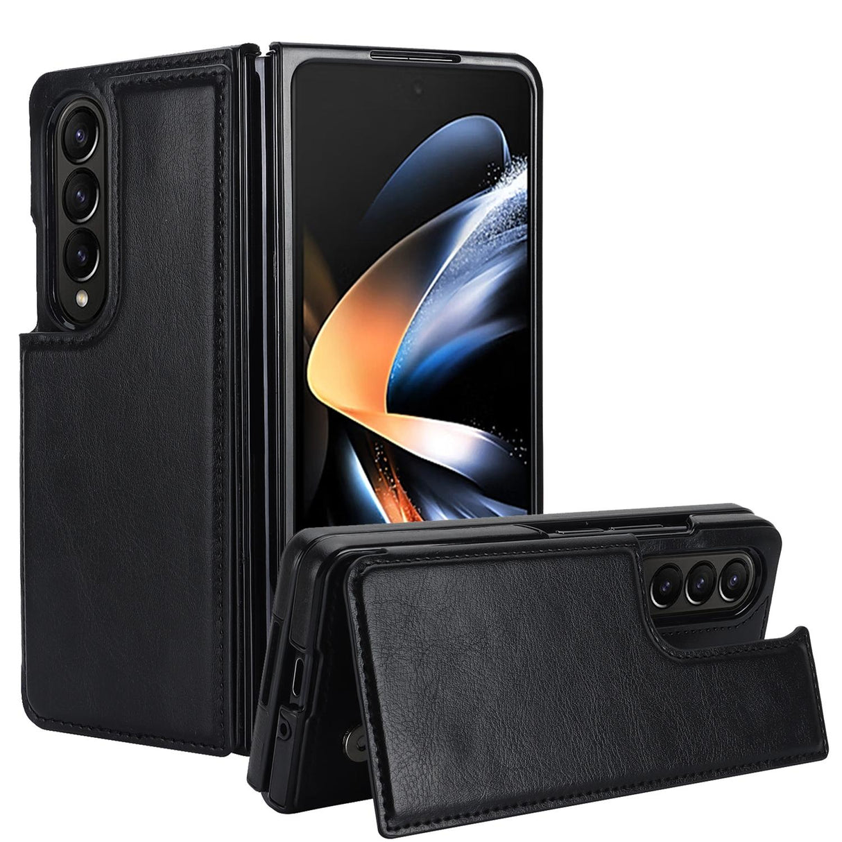 For Samsung Galaxy Z Fold4 5G Full Coverage Double Buckle Phone Case - Black