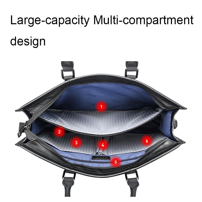 Black Waterproof Laptop Handbag - Multifunctional Business Wearable