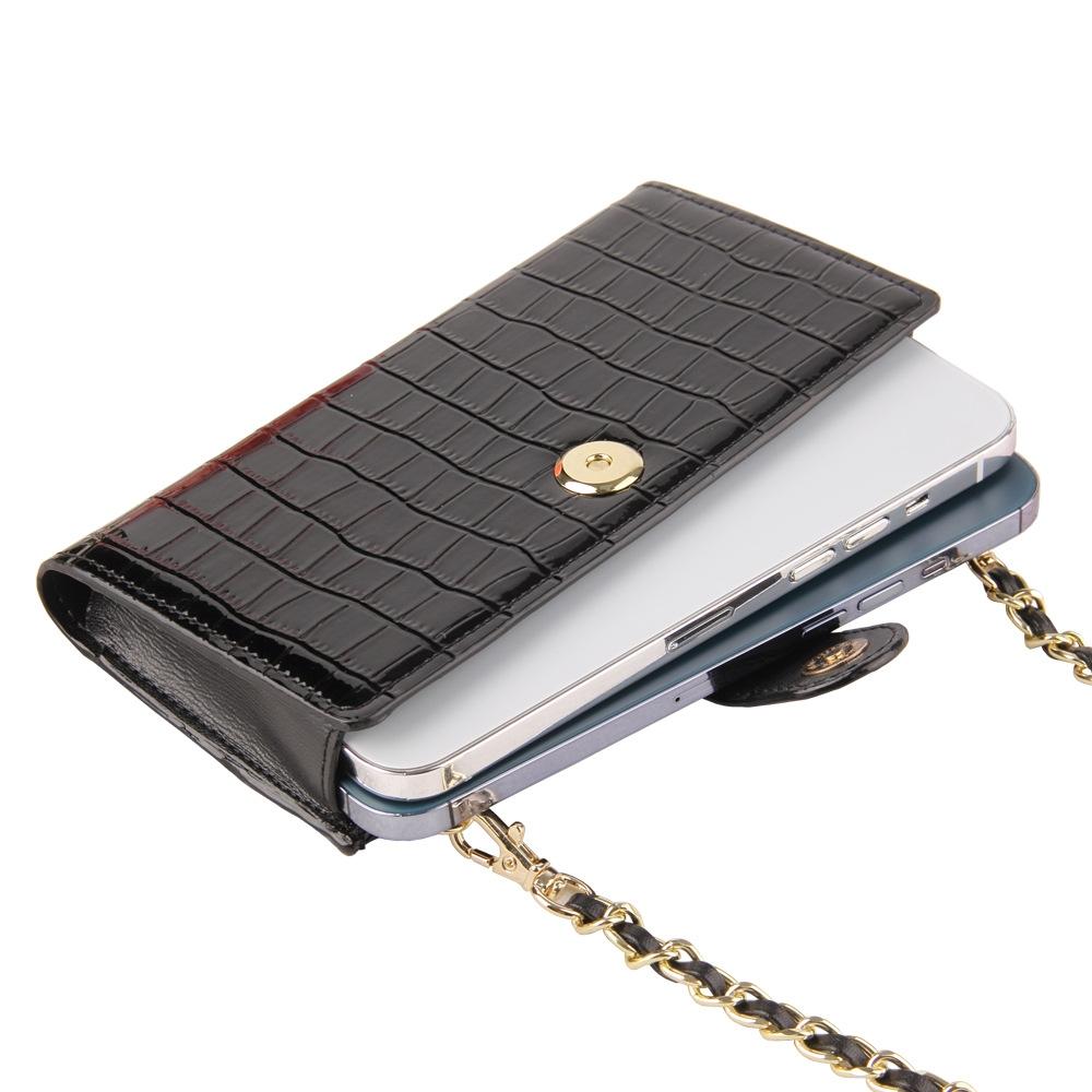 Long Crossbody Mini Shoulder Bag For Coins & Phone - Wine Red