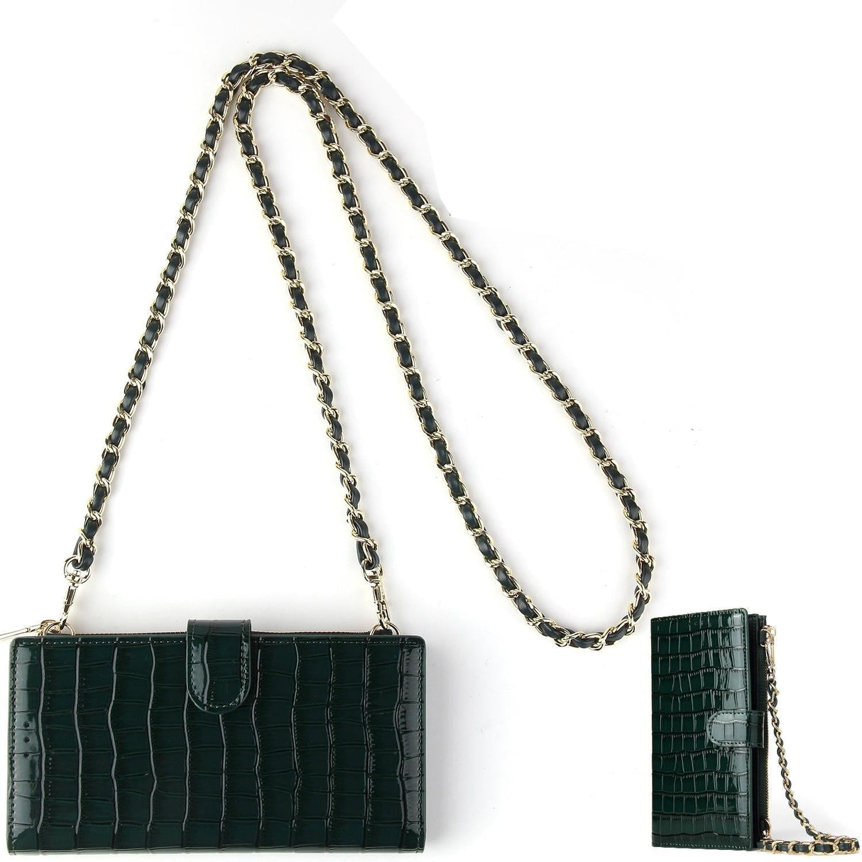 Long Crossbody Mini Shoulder Bag For Coins & Phone - Wine Red