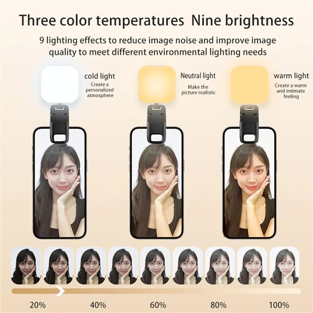 Usb Charging Led Beauty Fill Light for Mobile Phone Live Camera - Black