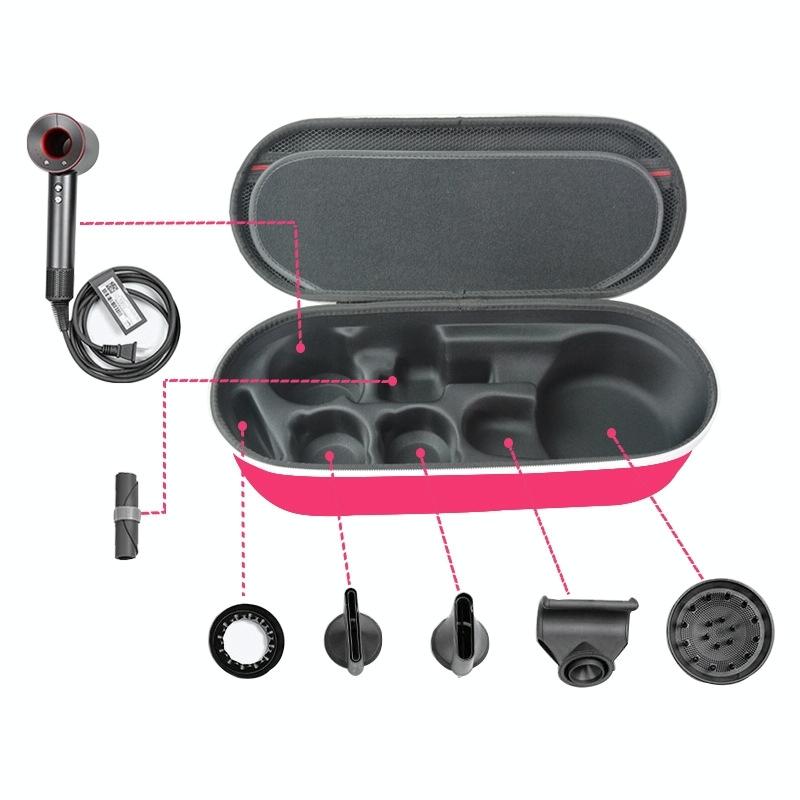Hard Shell Storage Bag For Dyson Hd03 / Hd08 / Hd15 Hair Dryer Rose Red