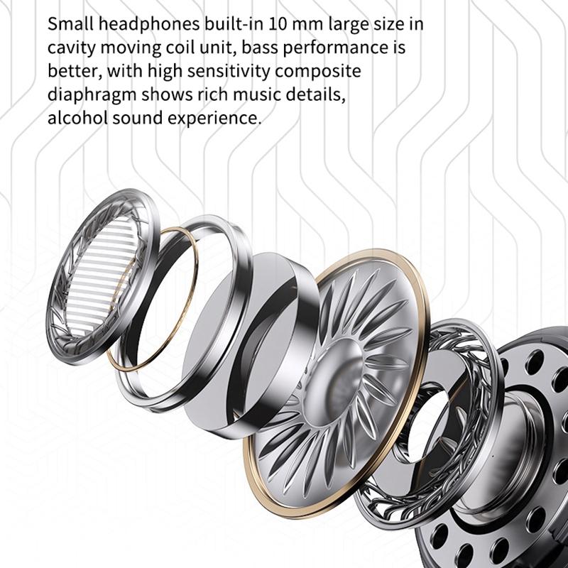 Smart Digital Display Bluetooth Earphones with Transparent Capsule Design - Black