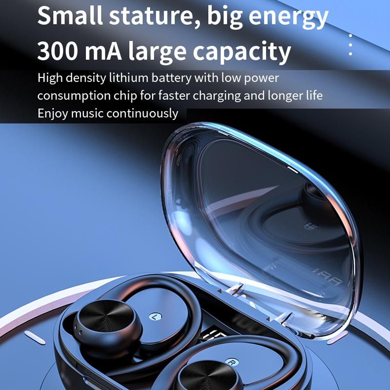 Wireless Earphones with Digital Display and Charging Case - Black