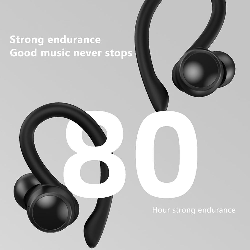 Led Bluetooth Earphones with Noise Reduction and Power Bank Function - Black