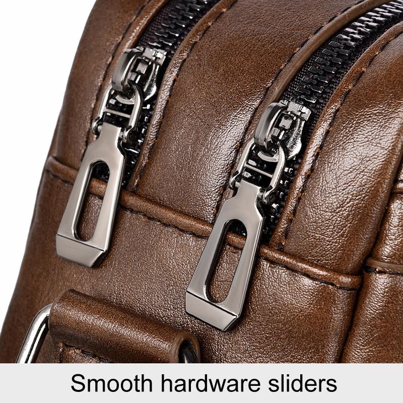 Large Capacity Men Crossbody Bag Casual Pu Handbag Black