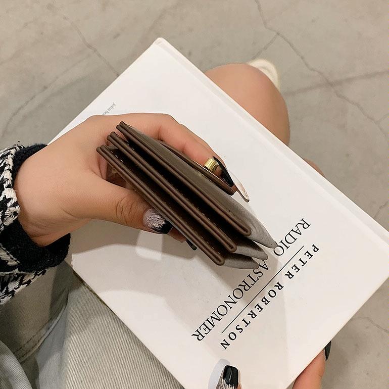 Mini Retro Lock Coin Purse Multi Slot Pu Leather Card Bag - Black