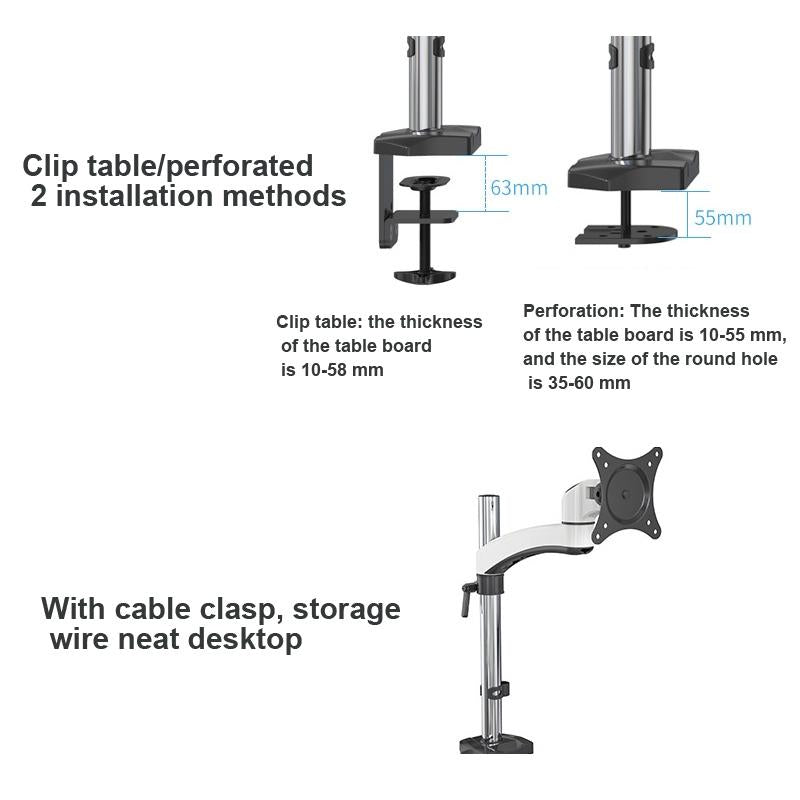 Rotating Aluminum Monitor Bracket for Lifting Lcd - Clip Table