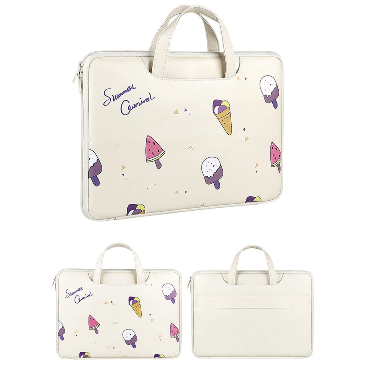 13.3 Inch Lightweight Printed Laptop Bag in Pu Material - Ice Cream