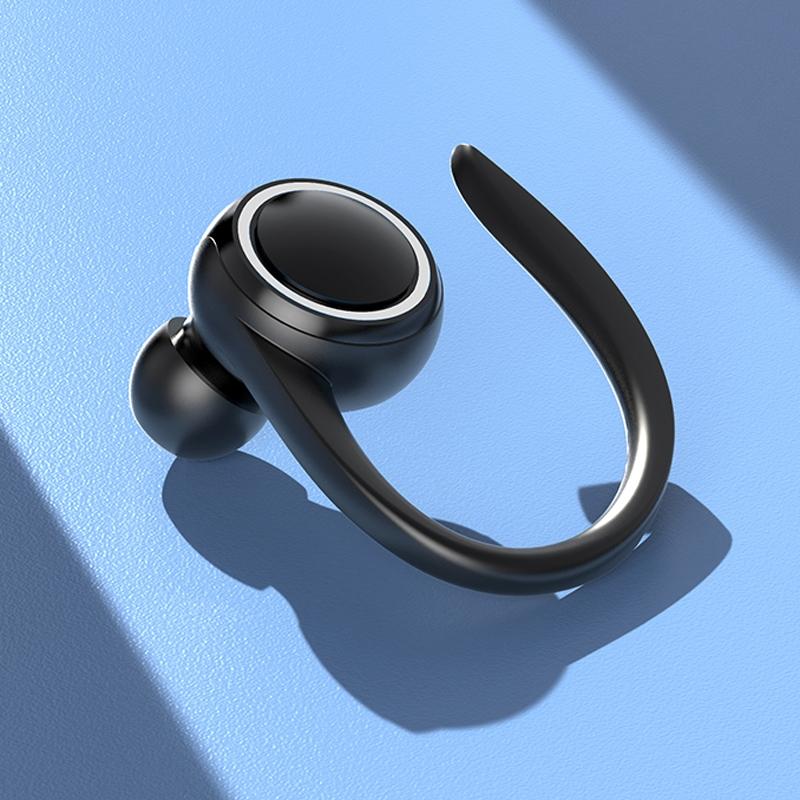 Wireless Hanging Ear Sports Earphone with True Sound - Black