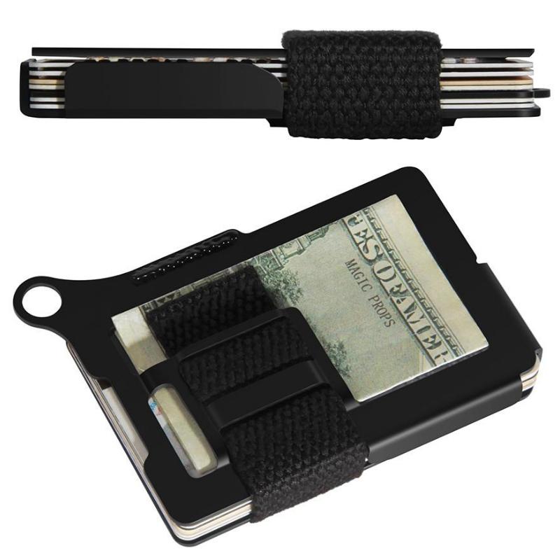 Metal Fabric Card Holder For Men Black