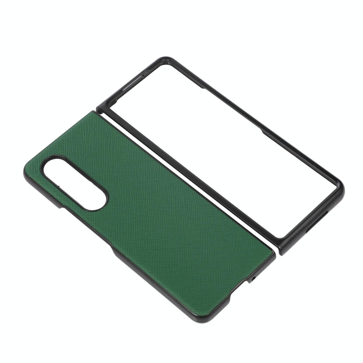 For Samsung Galaxy Z Fold4 5G Fold 4 Cross Texture Pu Leather Case - Black