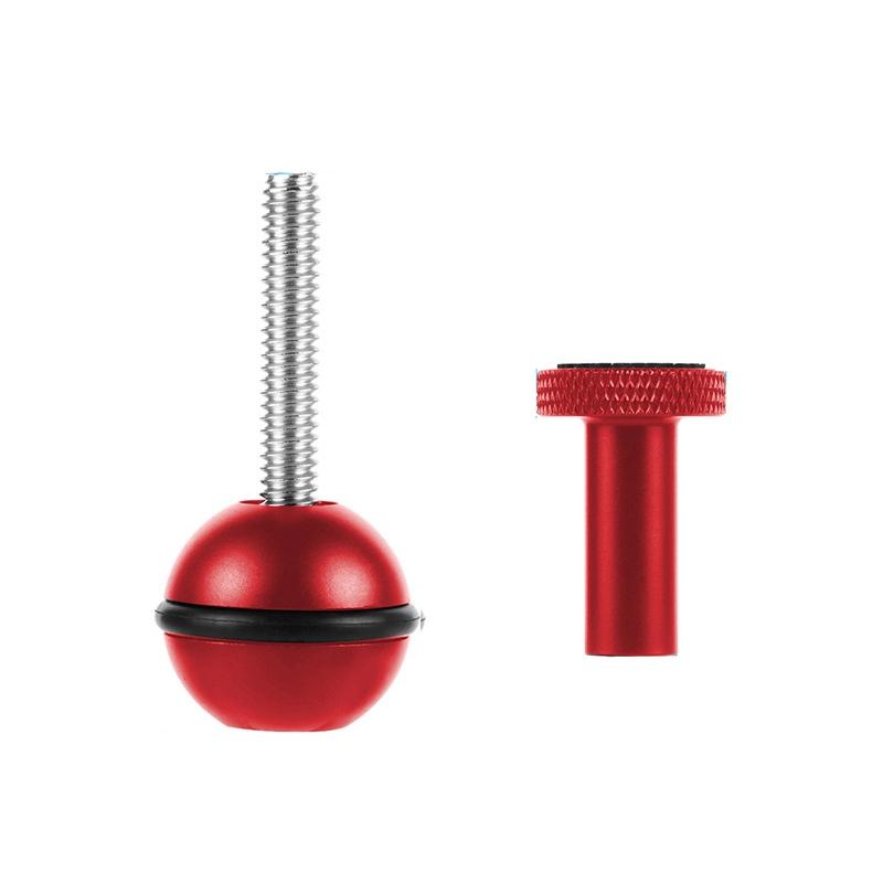 Adjustable Ball Head Adapter for Underwater Photography Lights - 1/4 Inch Red