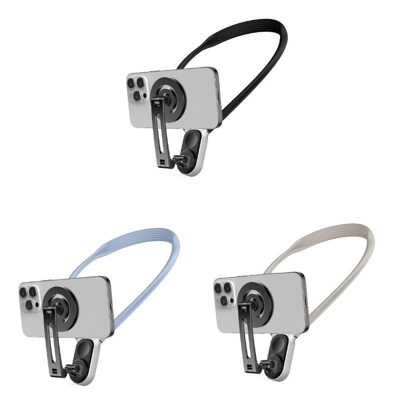 Versatile Magnetic Neck Holder for Phones and Action Cameras - Black