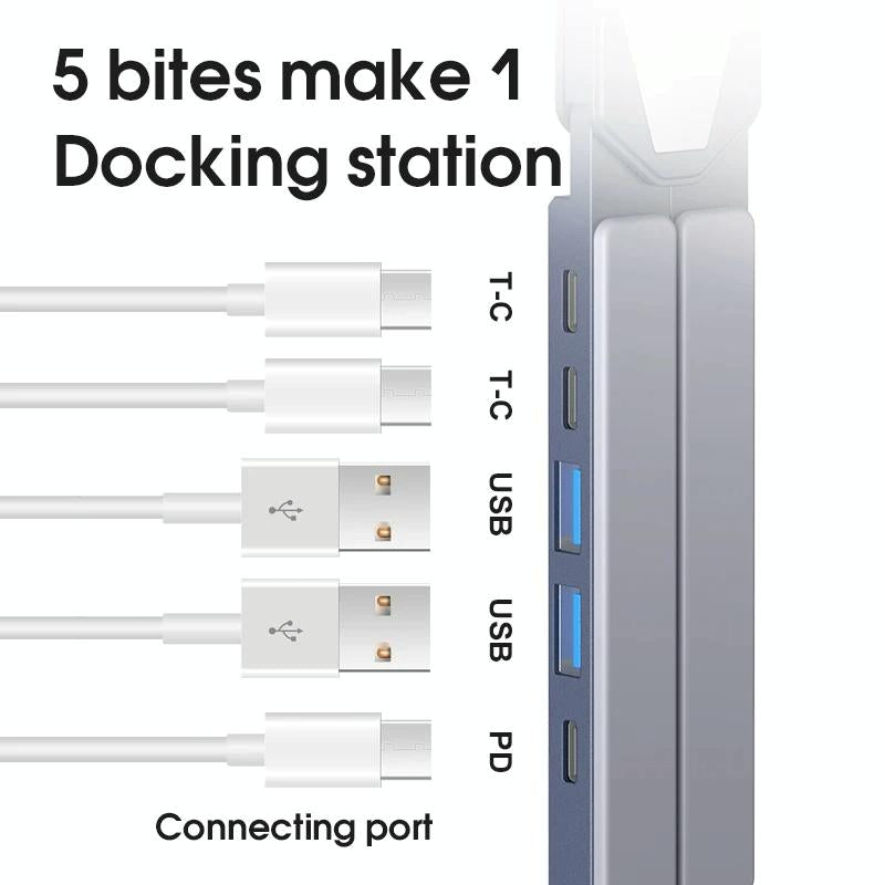Versatile Laptop Docking Stand with Enhanced Cooling and Folding Design - Silver