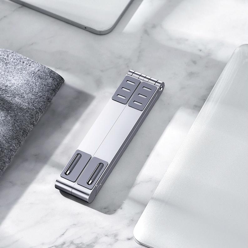 Portable Aluminum Notebook Stand - Compact Cooling Bracket - Grey