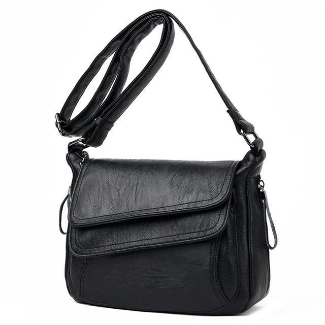 Stylish Leather Shoulder Bag For Summer - Black