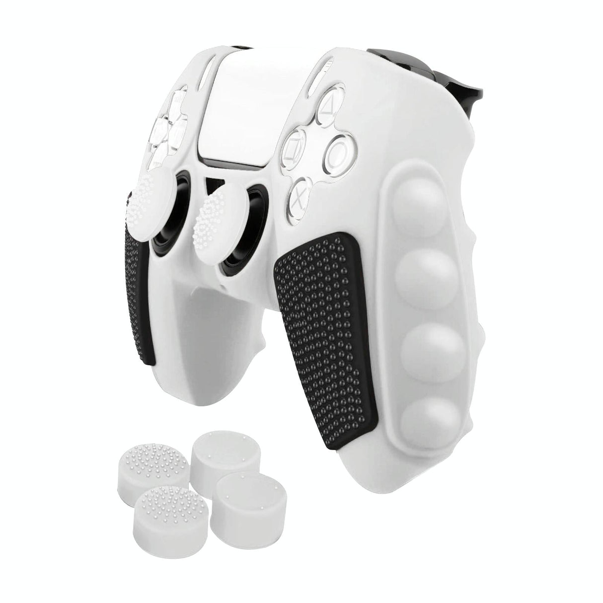 Silicone Gamepad Protective Case for Sony Ps5 with Splicing Design and Rocker Caps - Black White