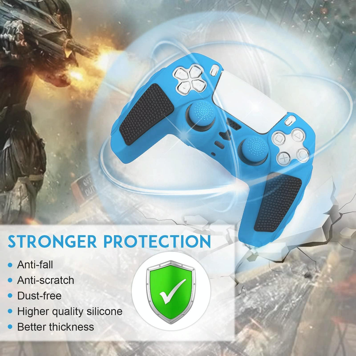 Silicone Gamepad Protective Case for Sony Ps5 with Splicing Design and Rocker Caps - Black White