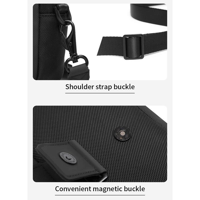 Waterproof Mini Crossbody Bag For Men Oxford Cloth Design - Black