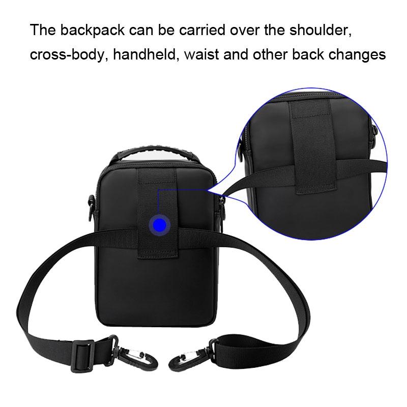 Men Messenger Bag - Wear As Belt Shoulder Or Handheld Bag - Black