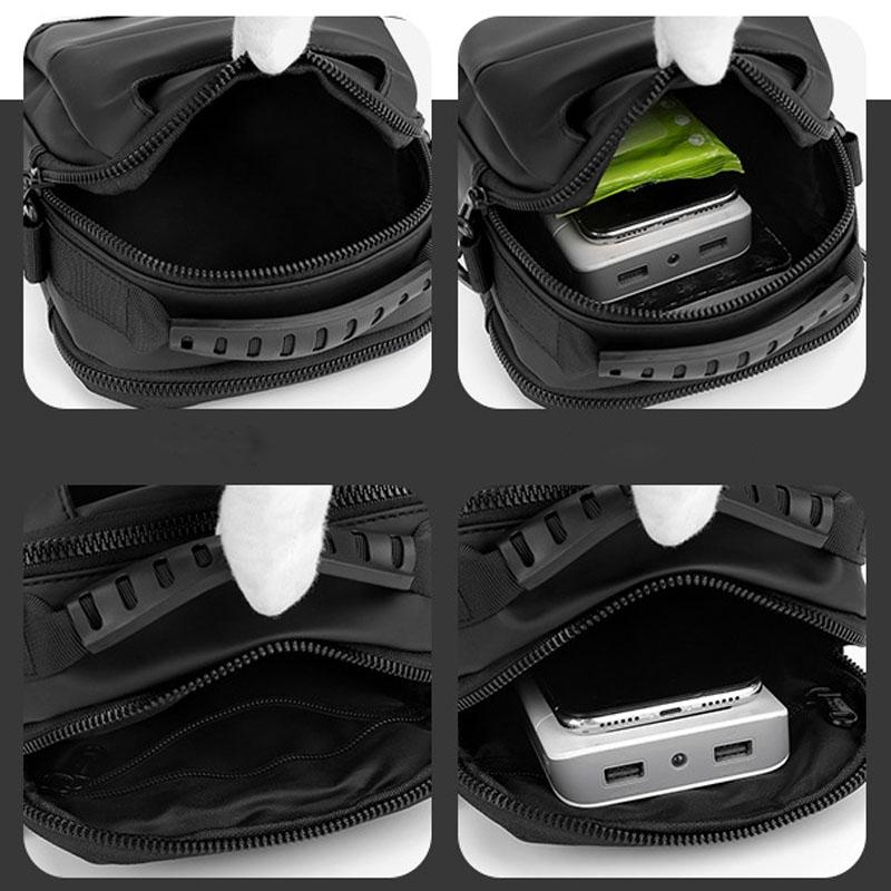 Men Messenger Bag - Wear As Belt Shoulder Or Handheld Bag - Black