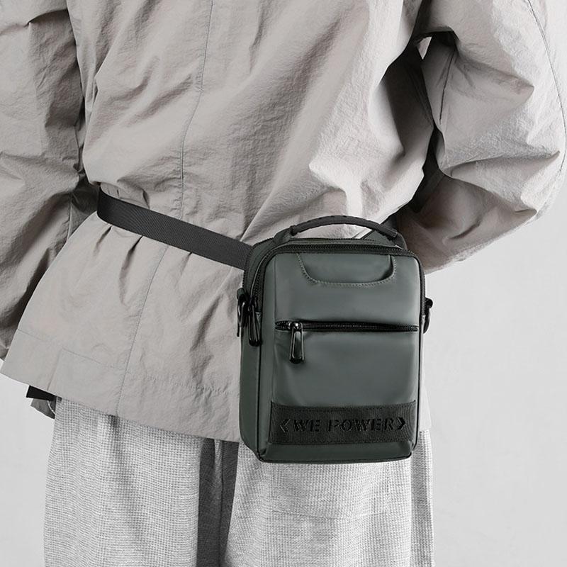 Men Messenger Bag - Wear As Belt Shoulder Or Handheld Bag - Black