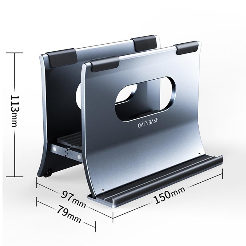 Grey H-type Alloy Laptop Storage Rack - Automatic Gravity