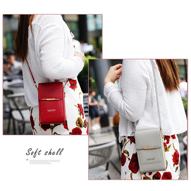 Multifunctional Touch Screen Crossbody Bag - Black