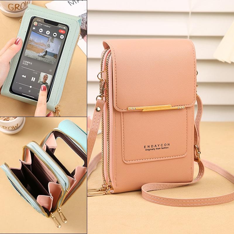 Multifunctional Touch Screen Crossbody Bag - Black