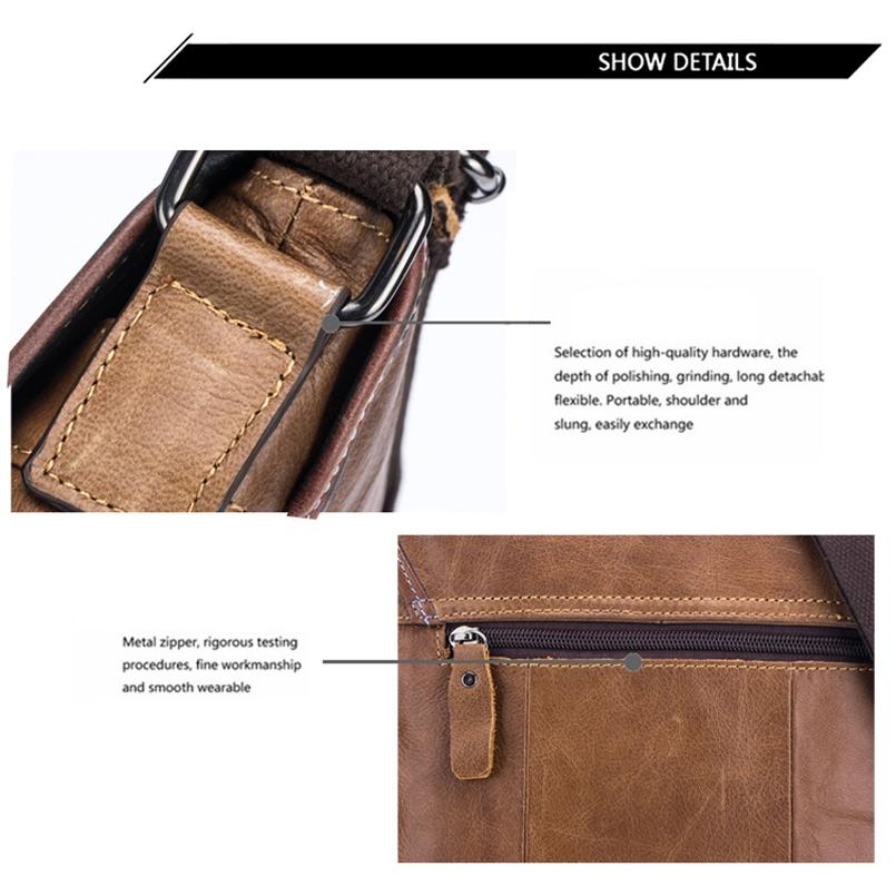 Men Leather Shoulder Bag For Sports & Outdoor Use - Brown