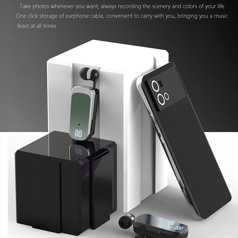 K65 Wireless Business Earbuds - Retractable Cable - Black