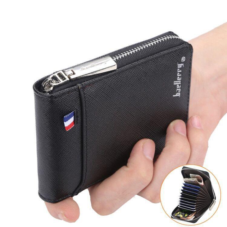 Large Multi Card Slot Organ Card Bag With Zip Coin Purse - Blue