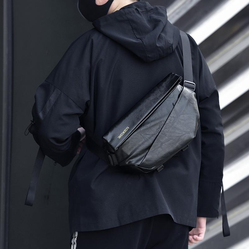 Compact Single Shoulder Crossbody Backpack For Men - Black