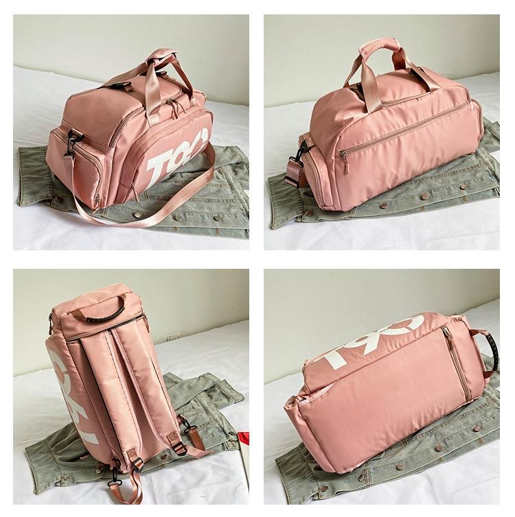 Large Capacity Sports Bag With Wet / Dry Separation - Pink White