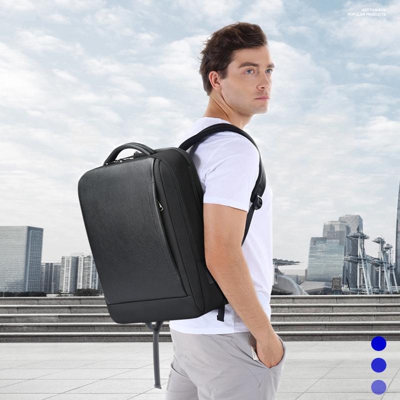 Large Capacity Cowhide Laptop Backpack with Usb & Type-c Port