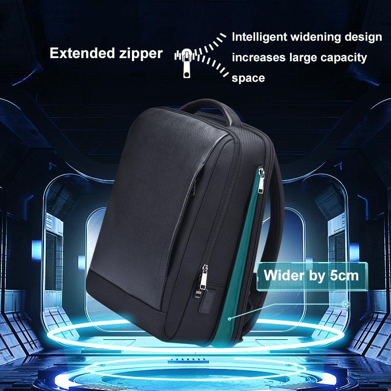 Large Capacity Cowhide Laptop Backpack with Usb & Type-c Port