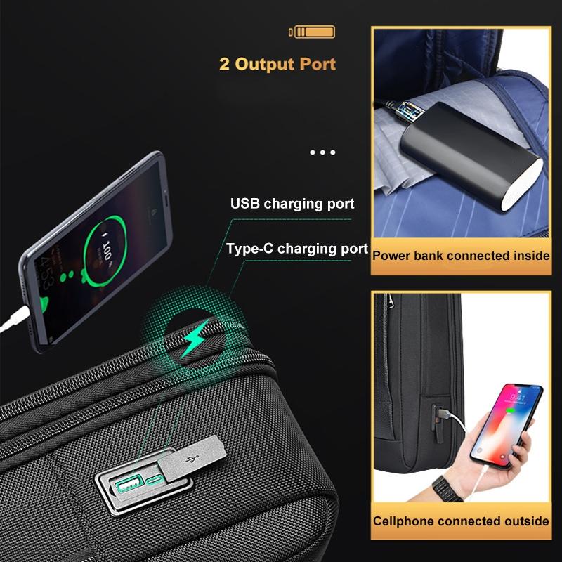 Large Capacity Cowhide Laptop Backpack with Usb & Type-c Port